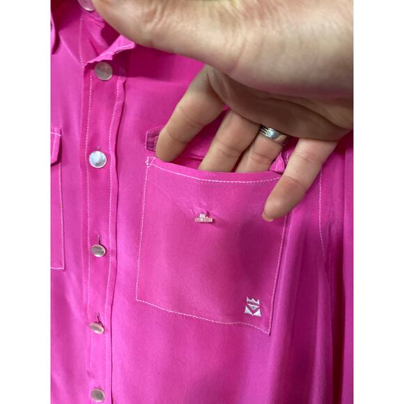 Bob Macke Women's Size Medium Wearable Art Pink Long Sleeve Button Down Shirt - Picture 3 of 6